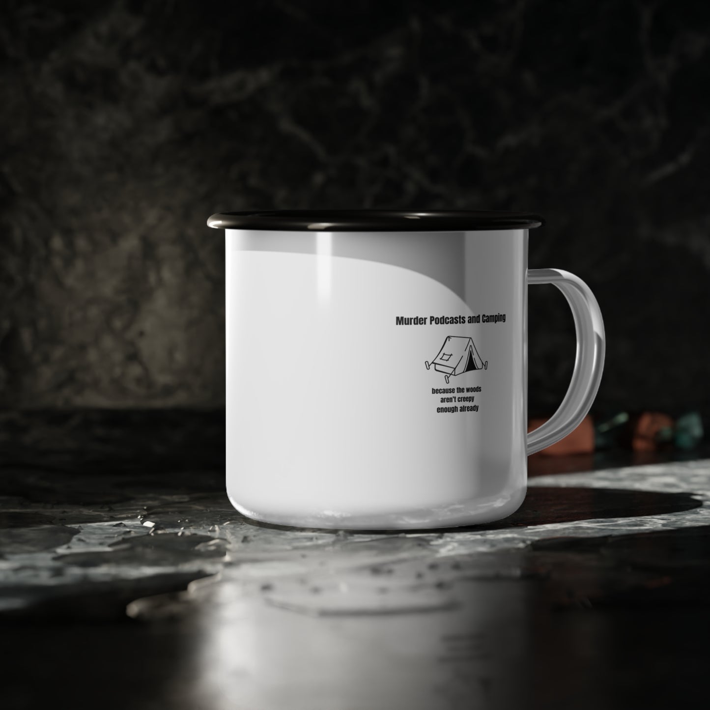 Enamel Camp Cup - Camping and True Crime Combo