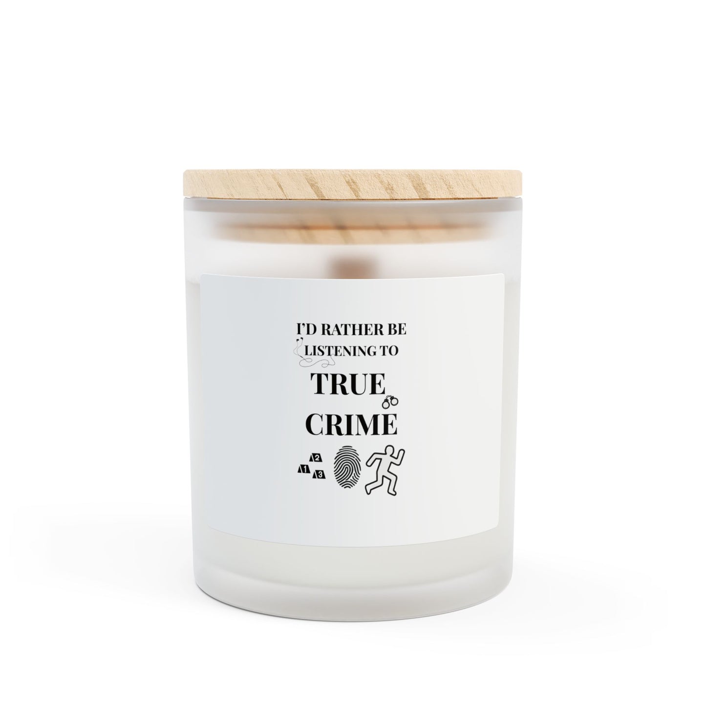 True Crime Frosted Glass Candle, 11oz - Scented Candle, Gift for True Crime Fans, Relaxing Home Decor, Unique Candle Gift, Soy Wax Candle