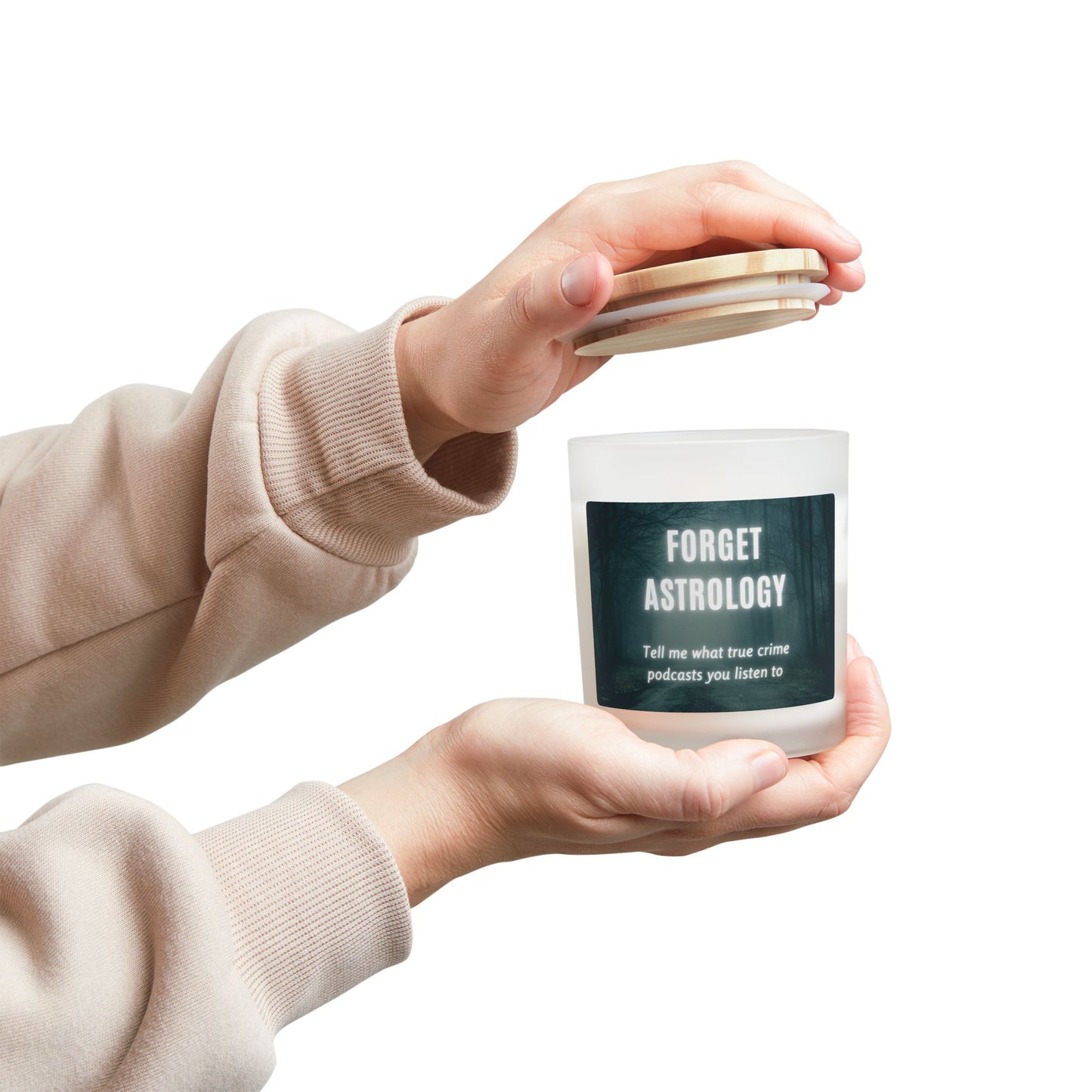 Candle, True Crime and Astrology Tongue-in-Cheek Design, 11oz Frosted Glass