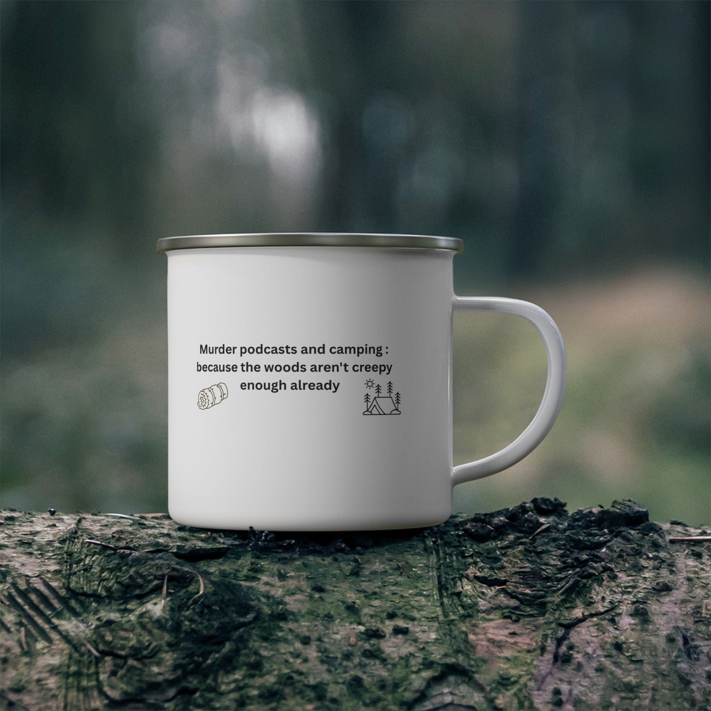 Enamel Mug - Murder Podcast Camping Mug for Adventurous Souls
